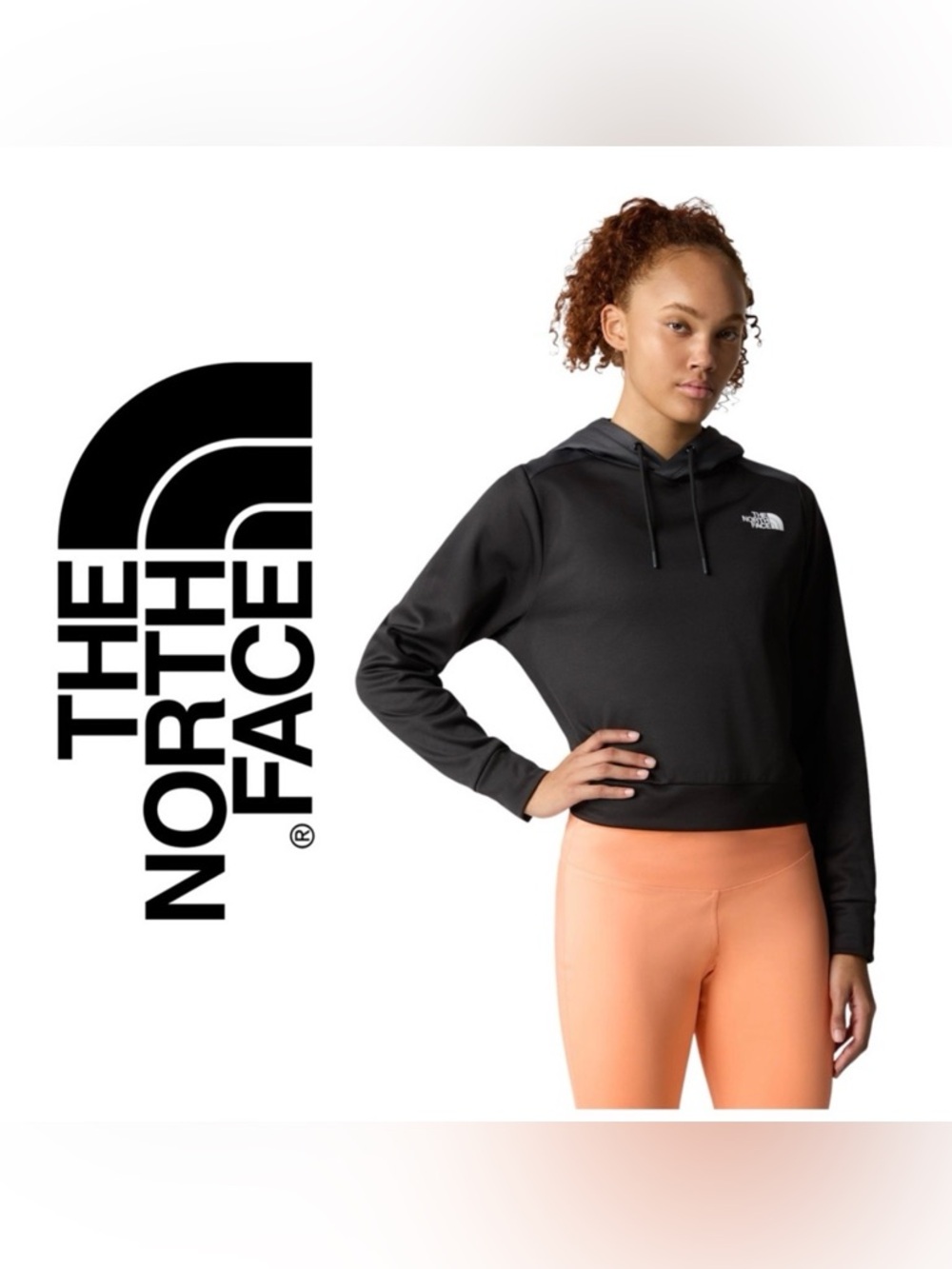 The North Black lightweight cropped Hooded Top